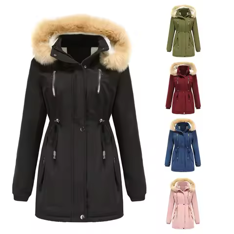 Women Winter Down Jacket Parkas Warm Cotton Jacket Fur Collar Hooded Woman White Goose Down Coats Ou