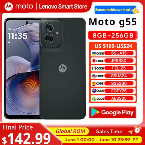 Motorola MOTO G55 Smartphone 6.5-inch 120Hz Display Global ROM MediaTek Dimensity 7025 CPU 256GB 50M
