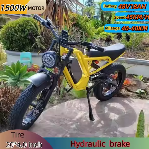 Aldult E-Bike 1500W Motor 48V18Ah Battery Mountain Electric Bike 20 Inch Wide Tire All Terrain Outdo
