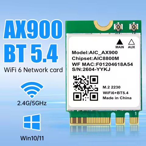 WiFi 6 AX900 BT5.4 M.2 WiFi Card 2.4G&5GHz Bluetooth 5.4 900Mbps Wireless Adapter For Laptop For Win