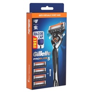 Original Gillette Proglide Bundle Pack 1 Razor Handle + 4 Blades Refills + FREE Razor Shaver Cap Pisau Cukur