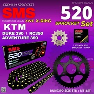 520 KTM DUKE390 DUKE 390 RC390 SMS SPROCKET SET ADVENTURE 390 T 6HOLE 520 XWE X-RING CHAIN YTX9 RK R