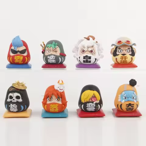 8 Pcs Anime One Piece Daruma Fortune Series Anime Figures Luffy Nami Zoro Gashapon Capsule Toys Desk