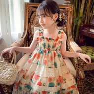 Girls Dress Summer Dress 2025 New Girl Floral Dress Summer Sling Dress Children Summer Princess Dres