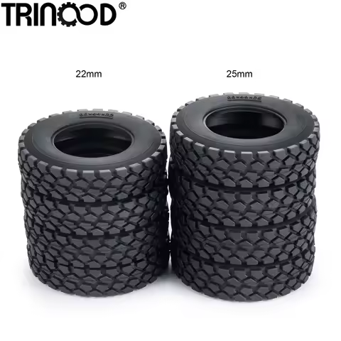 TRINOOD Tamiya Wheel Tires Rubber Tyre 22/25mm for 1:14 Tamiya Truck Trailer Tractor Cargo Tow Drag 