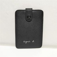 日本 Agnes b 黑色皮革 證件套
