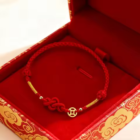 Simple New Year Ruyi Knot Copper Coin Braided Bracelet for Women Classic Chinese Knot Design Bracele