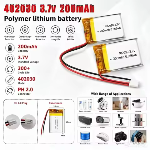 1-10PCS Lipo 402030 200mAh Battery 3.7V Polymer Lithium Ion Batteries Li-po for Smart Band GPS Pet T