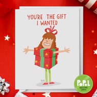 Popol - You're the Gift Girl - Christmas Cute Funny Sweet Greeting Card for Loved Ones and Friends
