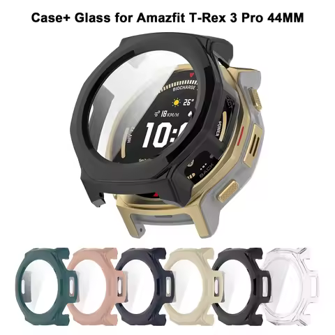 Case+Glass for Amazfit T-Rex 3 Pro 44MM Smartwatch Screen Protector Bumper for Amazfit T-Rex3 Pro 44