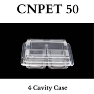25pcs/50pcs PET 4 Cavity Case With Cover (CNPET-50) | Disposable Container | Bakery Container