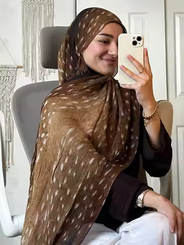Bohemian Style Watercolor Deer Print Hijab Women Soft Islam Ramadan Muslim Hijabs Foulard Shawl Wrap