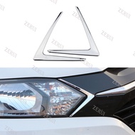 ZR For 2Pcs ABS Chrome Car Head Light Lamp Triangle Sticker Cover Trim for Honda HRV HR-V Vezel 2014 - 2020 Decoration Accessories