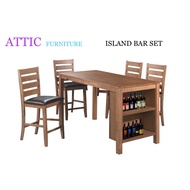 Island Bar Set (1x4)/Full Solid Island Bar Set/ATTIC FURNITURE MG-IT1000 ISLAND BAR SET 1X4