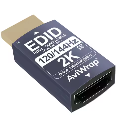 ‌HDMI EDID Emulator Passthrough,HDMI 2.1 Compact 1440p@144Hz Male to Female,1080p@120/144Hz for KVM 