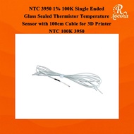 NTC 3950 1% 100K Single Ended Glass Sealed Thermistor Temperature Sensor with 100cm Cable for 3D Pri