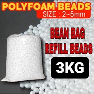 3Kg Biji Kabus Isi Bean Bag Refill Foam Ball Filling Beads Fiber Sofa Pillow