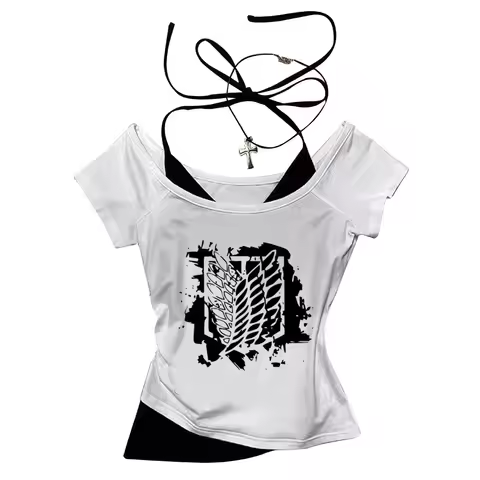 Attack on Titan crop top Slim Fit Cute babydoll Streetwear 2025 coquette 2000s cute Aesthetic girls 