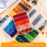 Cross-Border 5 Grid Colored Glass Beads Set Crystal Beads Diamond Beads Water Drop Flat Beads Beads 