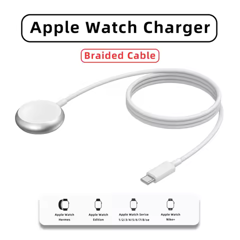 Replacement Charger Aluminum Alloy Braided Cable for Apple Watch Ultra/Series10/9/8/7/6/SE/SE/SE2/5/