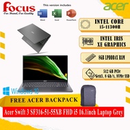 Acer Swift 3 SF316-51-55XB FHD i5 16.1inch Laptop (16.1", i5-11300H, 8GB, 512GB SSD, Iris Xe, W10, H&amp;S)