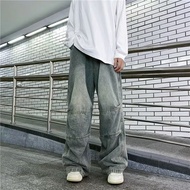 grunge jeans baggy jeans men y Seluar longgar Washed Distressed Jeans Men Autumn American Retro Wide