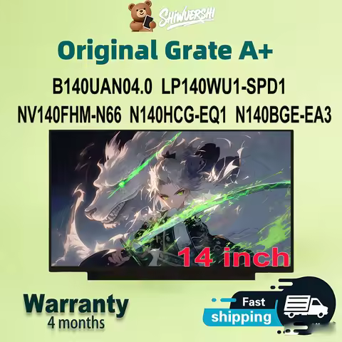 Original New A+ 14" Laptop Lcd Screen Monitor Panel Slim B140UAN04.0 LP140WU1 SPD1 NV140FHM N66 N140