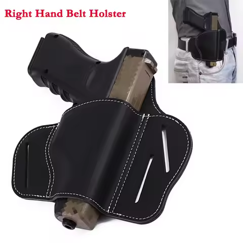 Right Hand Leather Gun Holster Tactical Gun Belt Holster For Universal Gun G17 M9 Handgun