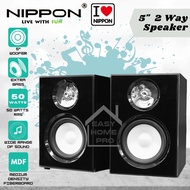 NIPPON CJ-9938 5" Passive Speakers Bookshelf Speakers Pair | Home Stereo High-Performing 2-Way Deskt