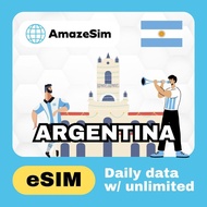 AmazeSim ARGENTINA eSIM 3-10 Days Daily High speed 5G data 1-2 GB Unlimited 128kpbs | 24H email Deli