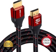 Ritz Gear 8K HDMI Cable 3.3 ft [5 Pack] Compatible with PS5, PS4, PS3, Xbox, Roku, Apple TV, Gaming PC, Laptop or Monitor, Braided Nylon Cord &amp; Gold Connectors, Ultra High Speed HDMI 2.1 with Ethernet