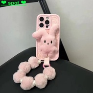 少女粉色毛绒兔小米1314pro手机壳红米note13pro/12tb软k70k60k50保护套 Girl Pink Plush Rabbit Xiaomi 1314pro Phone Case Re