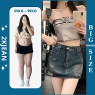QC women's ripped jean skirt Bigsize 55kg-90kg a-shaped high-end fashion bigsize 2Kjeans QC2114