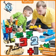 【24H】15 IN 1 Transformers Robot Toys Number 0-9 Assembly Toys Educational Digital Toys Car Birthday 