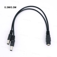 30cm 50cm DC 1 Female To 2 Male Way Connector DC Plug Power supply Splitter extend Cable 5.5x2.1mm c