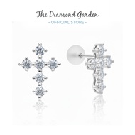 TDG 10K White Gold Lab Grown Diamond Cross Stud Earrings