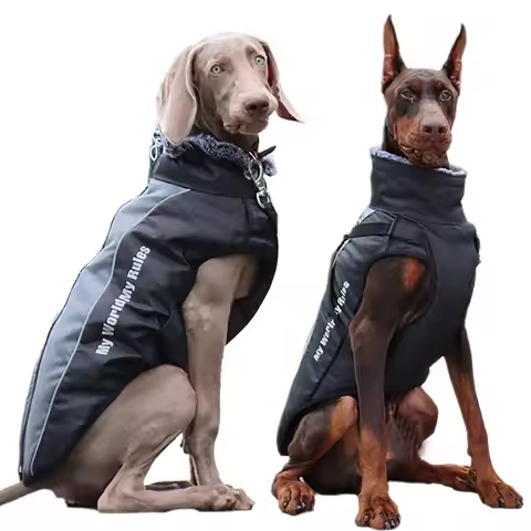 Thickened Big Dog Coat Jacket with Fur Collar Winter Warm Pet Clothes for Medium Large Dogs Greyhoun