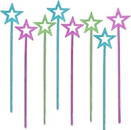 ArtCreativity Metallic Star Princess Wands for Kids - Pack of 12 - Magic Fairy Wands in 3 Vibrant Co