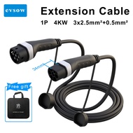 evsow Extension Cable 16A/32A 4kW/8kW/11kW/22kW Electric Vehicle Cord 5M Type 2 EVSE Charging Statio