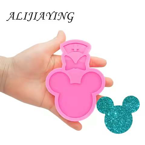 Shiny Mouse Head Silicone Mould Epoxy Craft Molds Clay Resin DIY for Badge Reel, Ice cream/Coffee cu