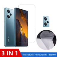 3 in 1 Poco F5 Tempered Glass For Poco X6 M6 Pro C65 C51 F5 Pro Screen Protector Lens protector And Carbon Fiber Back Film