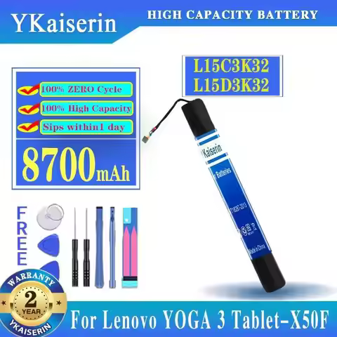 For LENOVO For YOGA Tab 3 Tab3 10.1 YT3-X50F 3 YT3-X50M 8700mAh L15D3K32 Battery Batteries + Free To