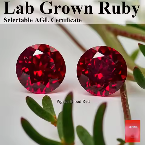 Round Lab Grown Ruby Round Cut Lab Grown Ruby Pigeon Blood Red Color Loose Gemstone For Diy Jewelry 