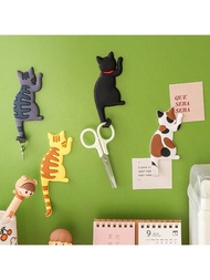 1入組可愛貓尾設計冰箱貼紙,附磁鐵和軟膠掛勾,適用於浴室或冰箱收納