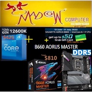 Intel Core i5-12600K CPU 10 Cores/16T Up to 4.9 GHz(3Y) + GIGABYTE B660 AORUS MASTER DDR5...(3Y) + s