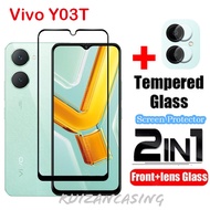 2in 1ปกป้องหน้าจอสำหรับ Vivo Y03T 4G VivoY03T Y03T Y 03T Y03 2024กระจกกระจกนิรภัยป้องกันทุกสัดส่วน H