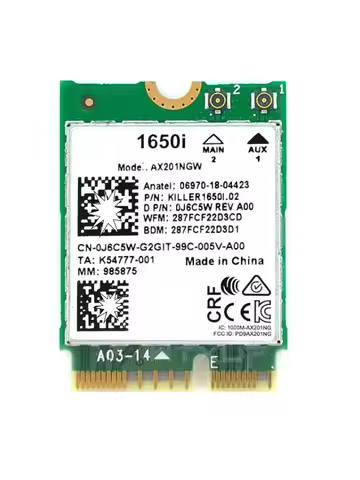 Killer 1650i AX Dual Band 2.4Gbps Wireless AX201 Wifi6 Card AX1650i X201NGW 802.11AX/A/B/G/N BT 5.0 