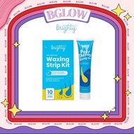BUNDLE Brighty Post Shaving & Waxing Gel & Waxing Strip Kit Removes Underarm, Leg, and Hand Hair Rem
