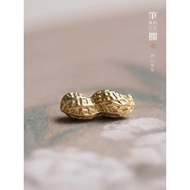 Ask Xintang Peanut Brass Small Pen Holder Creative Pen Mountain Paperweight Solid Brass Brush Holder