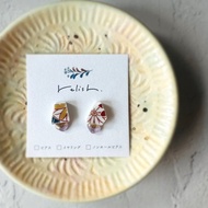 【再販】金繼 有田燒 天然石 耳環 耳夾 無耳洞耳夾 薰衣草紫水晶 金色 金 紫色 黃色 藍色 紅色